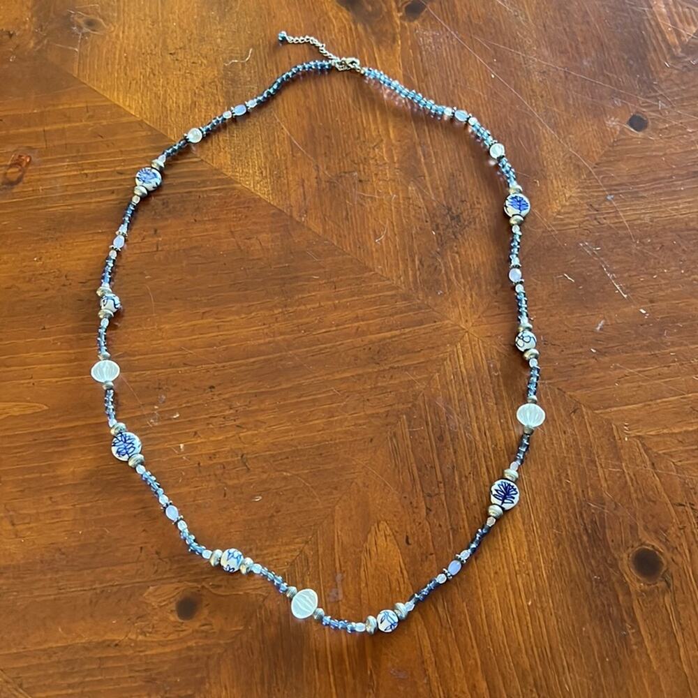 Blue & White Beaded Necklace